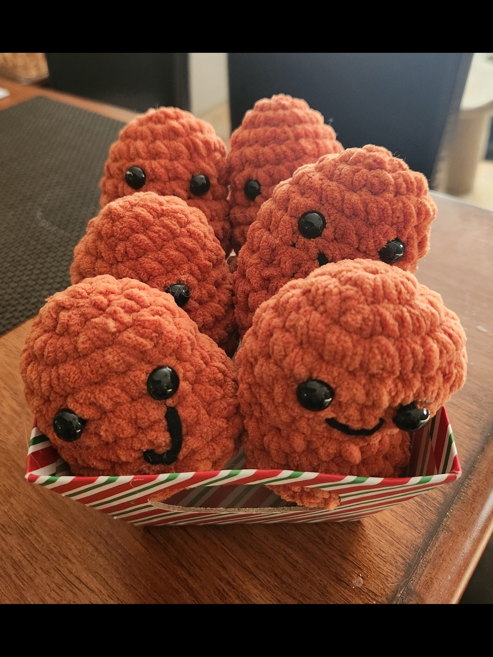 Handmade Plush Crochet Amigurumi Set Of 6 Chicken Nuggets